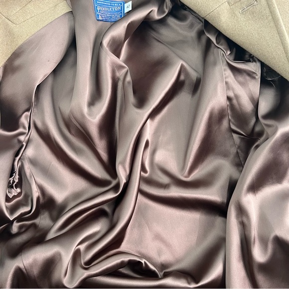 Pendleton Men 100% Wool Camel Tan Long Pea Coat Size 42 Vintage Y2K Jacket - Picture 9 of 9